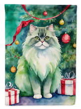 Load image into Gallery viewer, Persian Christmas Garden Flag - Cat by the Christmas Tree - Cat-Themed Holiday Yard Decor
