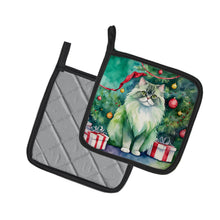 Load image into Gallery viewer, Persian Cat By the Christmas Tree Pot Holders - Set of 2 Decorative Kitchen Helpers | Made in the USA