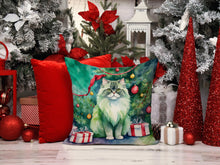Load image into Gallery viewer, Persian Cat By the Christmas Tree Throw Pillow