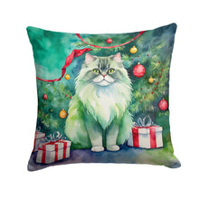 Load image into Gallery viewer, Persian Cat By the Christmas Tree Throw Pillow