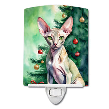 Load image into Gallery viewer, Peterbald Cat By the Christmas Tree Ceramic Night Light