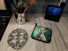 Load image into Gallery viewer, Peterbald Cat By the Christmas Tree Pot Holders - Set of 2 Decorative Kitchen Helpers | Made in the USA