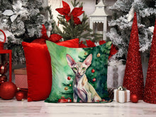Load image into Gallery viewer, Peterbald Cat By the Christmas Tree Throw Pillow