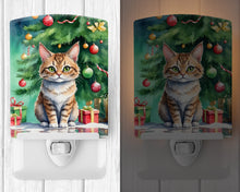 Load image into Gallery viewer, Pixie Bob Cat By the Christmas Tree Ceramic Night Light