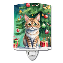 Load image into Gallery viewer, Pixie Bob Cat By the Christmas Tree Ceramic Night Light
