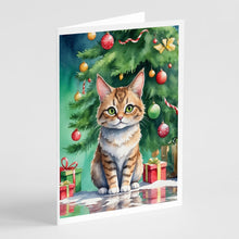 Load image into Gallery viewer, Pixie Bob Cat By the Christmas Tree Greeting Cards - Blank Note Cards – 8-Pack of Artist-Designed Cards with Envelopes