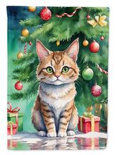 Load image into Gallery viewer, Pixie Bob Christmas Garden Flag - Cat by the Christmas Tree - Cat-Themed Holiday Yard Decor