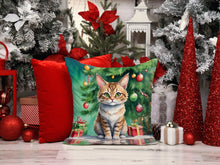 Load image into Gallery viewer, Pixie Bob Cat By the Christmas Tree Throw Pillow