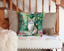 Load image into Gallery viewer, Pudelkatze Cat By the Christmas Tree Throw Pillow - 14x14 Decorative Pillow – Art for Your Home &amp; Patio