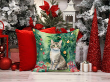 Load image into Gallery viewer, Pudelkatze Cat By the Christmas Tree Throw Pillow