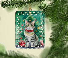 Load image into Gallery viewer, Raas Cat By the Christmas Tree Porcelain Ornament