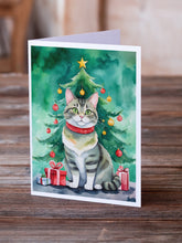 Load image into Gallery viewer, Raas Cat By the Christmas Tree Greeting Cards - Blank Note Cards – 8-Pack of Artist-Designed Cards with Envelopes