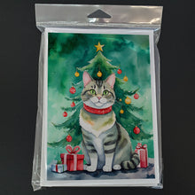 Load image into Gallery viewer, Raas Cat By the Christmas Tree Greeting Cards - Blank Note Cards – 8-Pack of Artist-Designed Cards with Envelopes