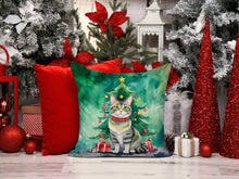 Load image into Gallery viewer, Raas Cat By the Christmas Tree Throw Pillow