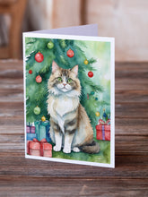 Load image into Gallery viewer, Ragamuffin Cat By the Christmas Tree Greeting Cards - Blank Note Cards – 8-Pack of Artist-Designed Cards with Envelopes