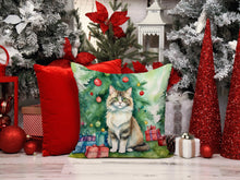 Load image into Gallery viewer, Ragamuffin Cat By the Christmas Tree Throw Pillow