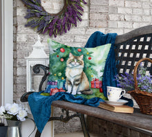 Load image into Gallery viewer, Ragamuffin Cat By the Christmas Tree Throw Pillow