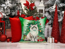 Load image into Gallery viewer, Ragdoll Cat By the Christmas Tree Throw Pillow
