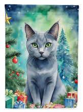 Load image into Gallery viewer, Russian Blue Cat By the Christmas Tree House Flag