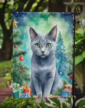 Load image into Gallery viewer, Russian Blue Christmas Garden Flag - Cat by the Christmas Tree - Cat-Themed Holiday Yard Decor