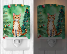 Load image into Gallery viewer, Safari Cat By the Christmas Tree Ceramic Night Light