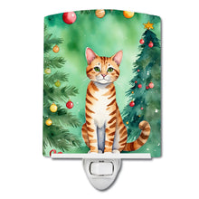 Load image into Gallery viewer, Safari Cat By the Christmas Tree Ceramic Night Light