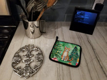Load image into Gallery viewer, Safari Cat By the Christmas Tree Pot Holders - Set of 2 Decorative Kitchen Helpers | Made in the USA