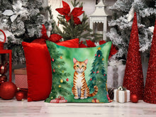 Load image into Gallery viewer, Safari Cat By the Christmas Tree Throw Pillow