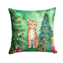 Load image into Gallery viewer, Safari Cat By the Christmas Tree Throw Pillow