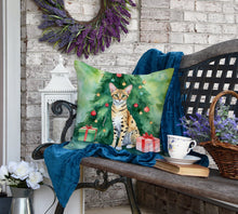 Load image into Gallery viewer, Savannah Cat By the Christmas Tree Throw Pillow
