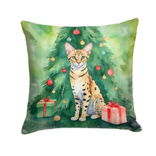 Load image into Gallery viewer, Savannah Cat By the Christmas Tree Throw Pillow