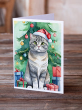 Load image into Gallery viewer, Scottish Fold Cat By the Christmas Tree Greeting Cards - Blank Note Cards – 8-Pack of Artist-Designed Cards with Envelopes
