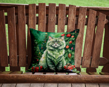 Load image into Gallery viewer, Selkirk Rex Cat By the Christmas Tree Throw Pillow - 14x14 Decorative Pillow – Art for Your Home &amp; Patio