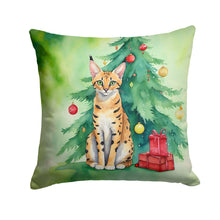 Load image into Gallery viewer, Serengeti Cat By the Christmas Tree Throw Pillow