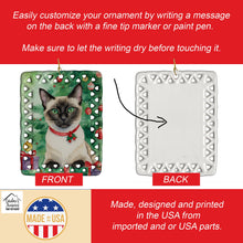 Load image into Gallery viewer, Siamese Cat By the Christmas Tree Porcelain Ornament