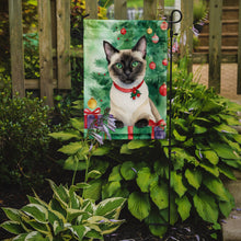 Load image into Gallery viewer, Siamese Christmas Garden Flag - Cat by the Christmas Tree - Cat-Themed Holiday Yard Decor