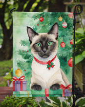 Load image into Gallery viewer, Siamese Christmas Garden Flag - Cat by the Christmas Tree - Cat-Themed Holiday Yard Decor