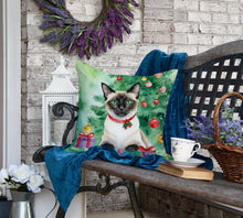 Load image into Gallery viewer, Siamese Cat By the Christmas Tree Throw Pillow