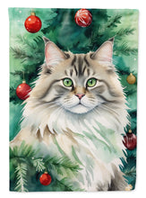 Load image into Gallery viewer, Siberian Cat By the Christmas Tree House Flag