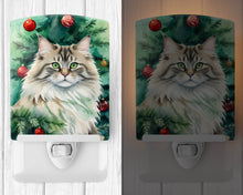Load image into Gallery viewer, Siberian Cat By the Christmas Tree Ceramic Night Light