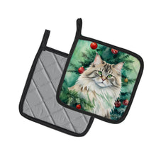 Load image into Gallery viewer, Siberian Cat By the Christmas Tree Pot Holders - Set of 2 Decorative Kitchen Helpers | Made in the USA