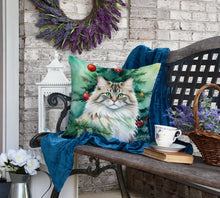 Load image into Gallery viewer, Siberian Cat By the Christmas Tree Throw Pillow