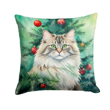 Load image into Gallery viewer, Siberian Cat By the Christmas Tree Throw Pillow