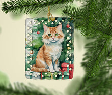 Load image into Gallery viewer, Skookum Cat By the Christmas Tree Porcelain Ornament