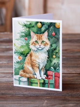 Load image into Gallery viewer, Skookum Cat By the Christmas Tree Greeting Cards - Blank Note Cards – 8-Pack of Artist-Designed Cards with Envelopes
