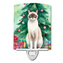 Load image into Gallery viewer, Snowshoe Cat By the Christmas Tree Ceramic Night Light
