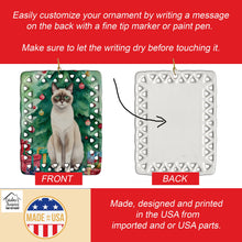 Load image into Gallery viewer, Snowshoe Cat By the Christmas Tree Porcelain Ornament