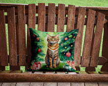 Load image into Gallery viewer, Sokoke Cat By the Christmas Tree Throw Pillow - 14x14 Decorative Pillow – Art for Your Home &amp; Patio