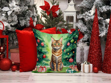 Load image into Gallery viewer, Sokoke Cat By the Christmas Tree Throw Pillow
