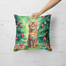 Load image into Gallery viewer, Sokoke Cat By the Christmas Tree Throw Pillow